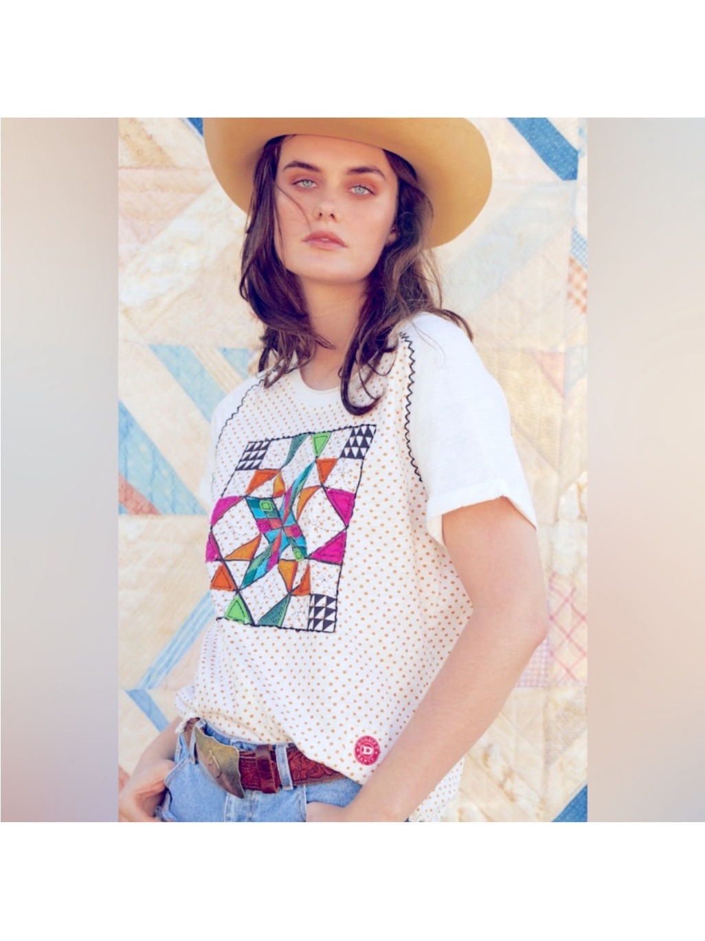Double D Ranch Pinwheel In The Breeze Multicolor Quilted Style Tee